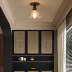 Chic Walnut Glass Semi Flush Ceiling Light for Aisle Decor