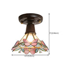 Chic Walnut Glass Semi Flush Ceiling Light for Aisle Decor