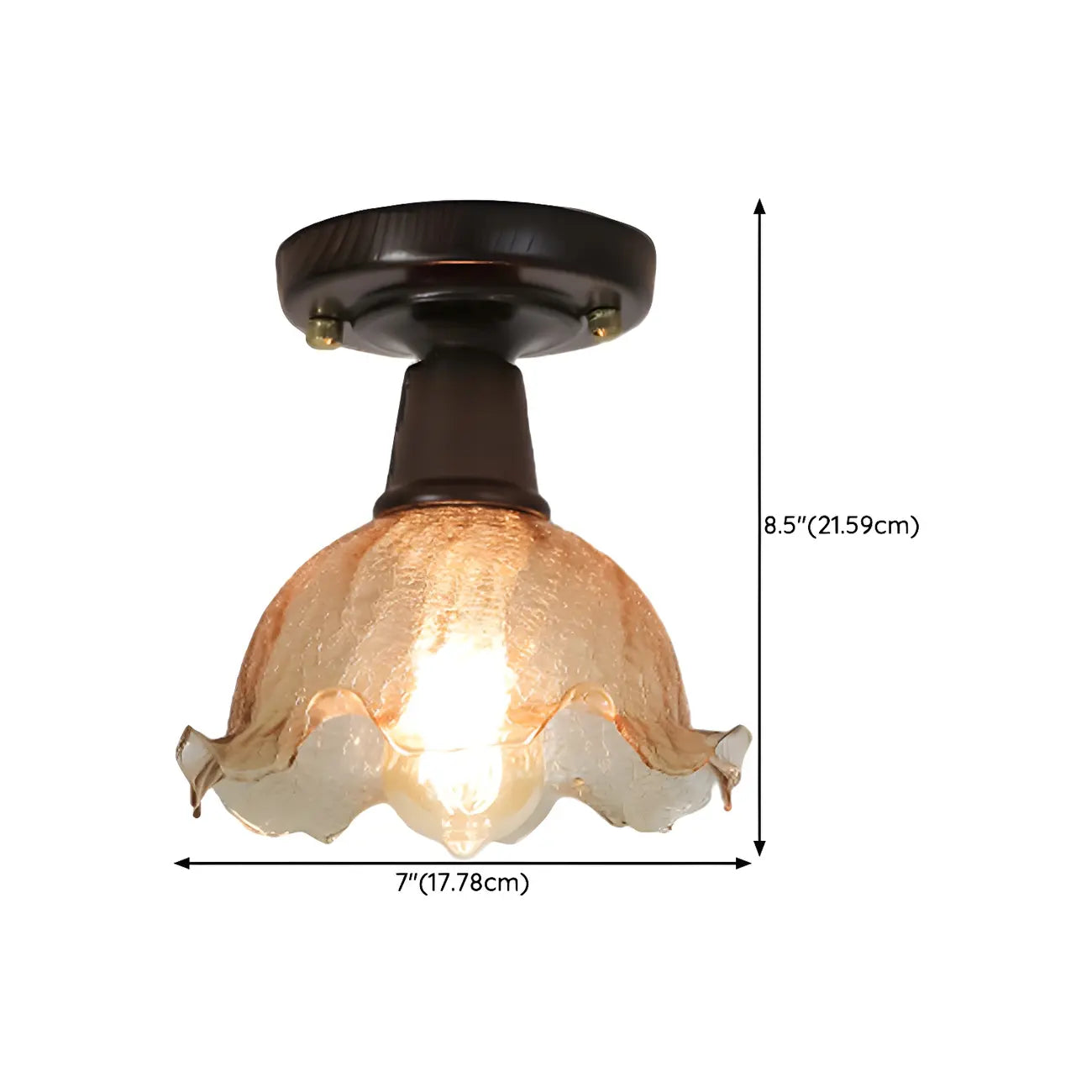 Chic Walnut Glass Semi Flush Ceiling Light for Aisle Decor