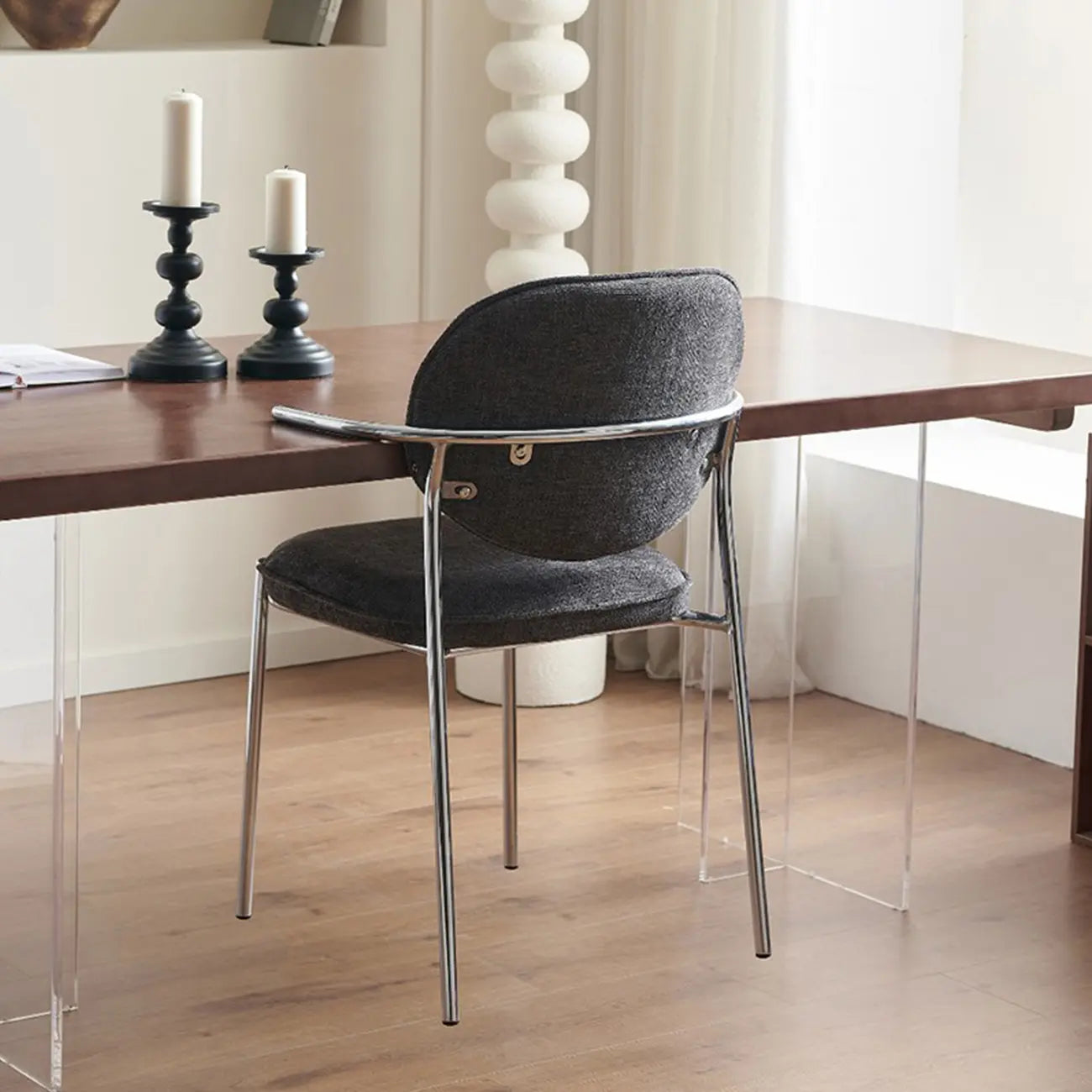 Minimalist Upholstered Armless Fabric Dining Chairs