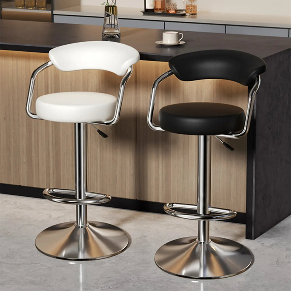Adjustable Swivel Leather Modern Bar Stools Open Back