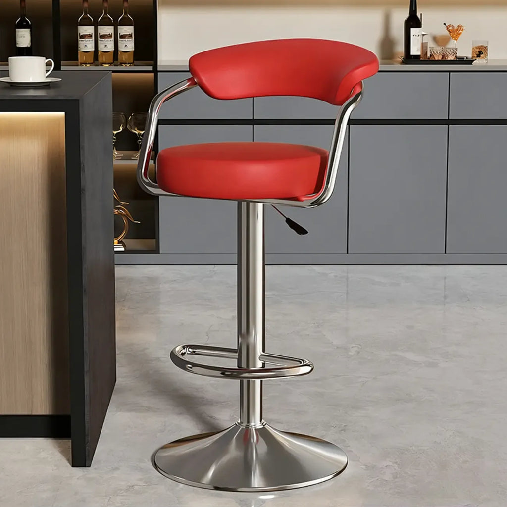 Adjustable Swivel Leather Modern Bar Stools Open Back
