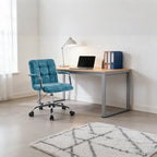 Adjustable Blue Fabric Upholstered Swivel Office Chair