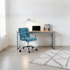 Adjustable Blue Fabric Upholstered Swivel Office Chair