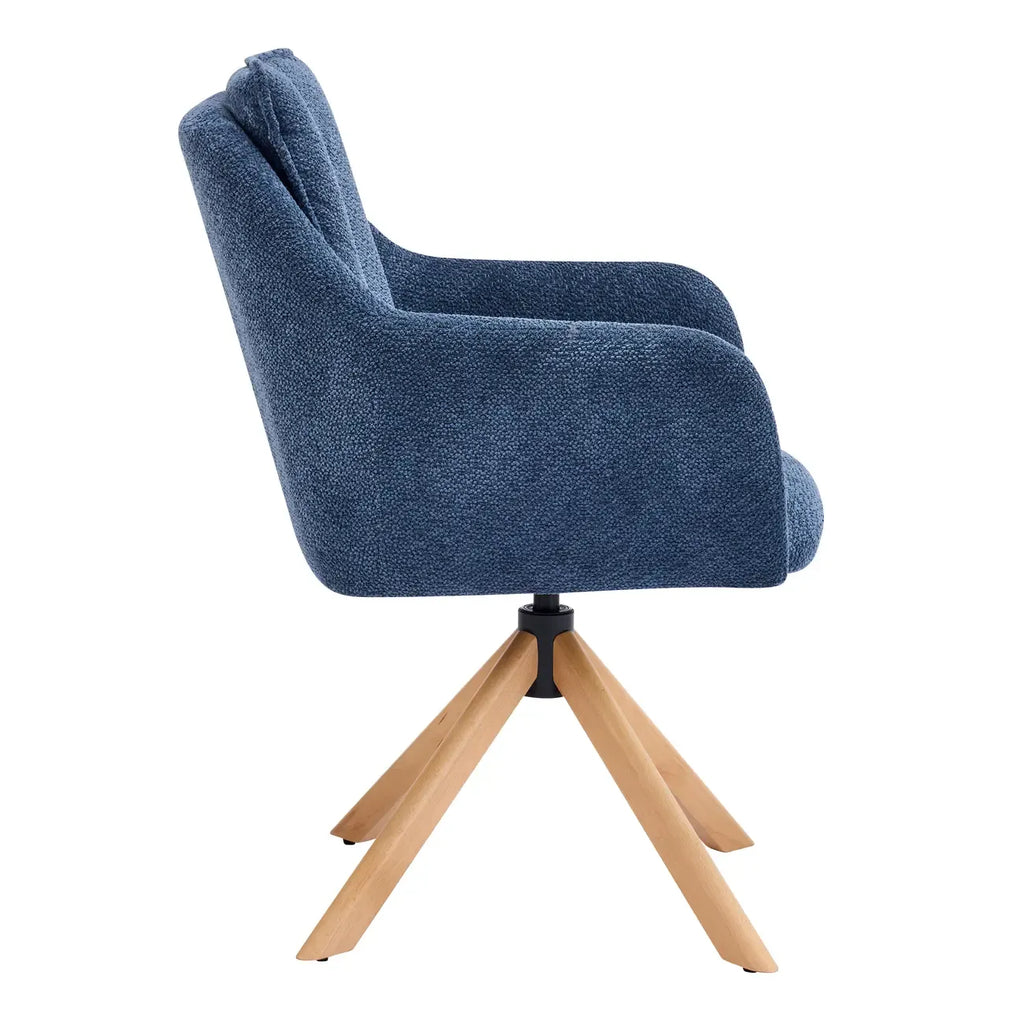 Swivel Blue Fleece Upholstered Dining Chairs Set Of 2