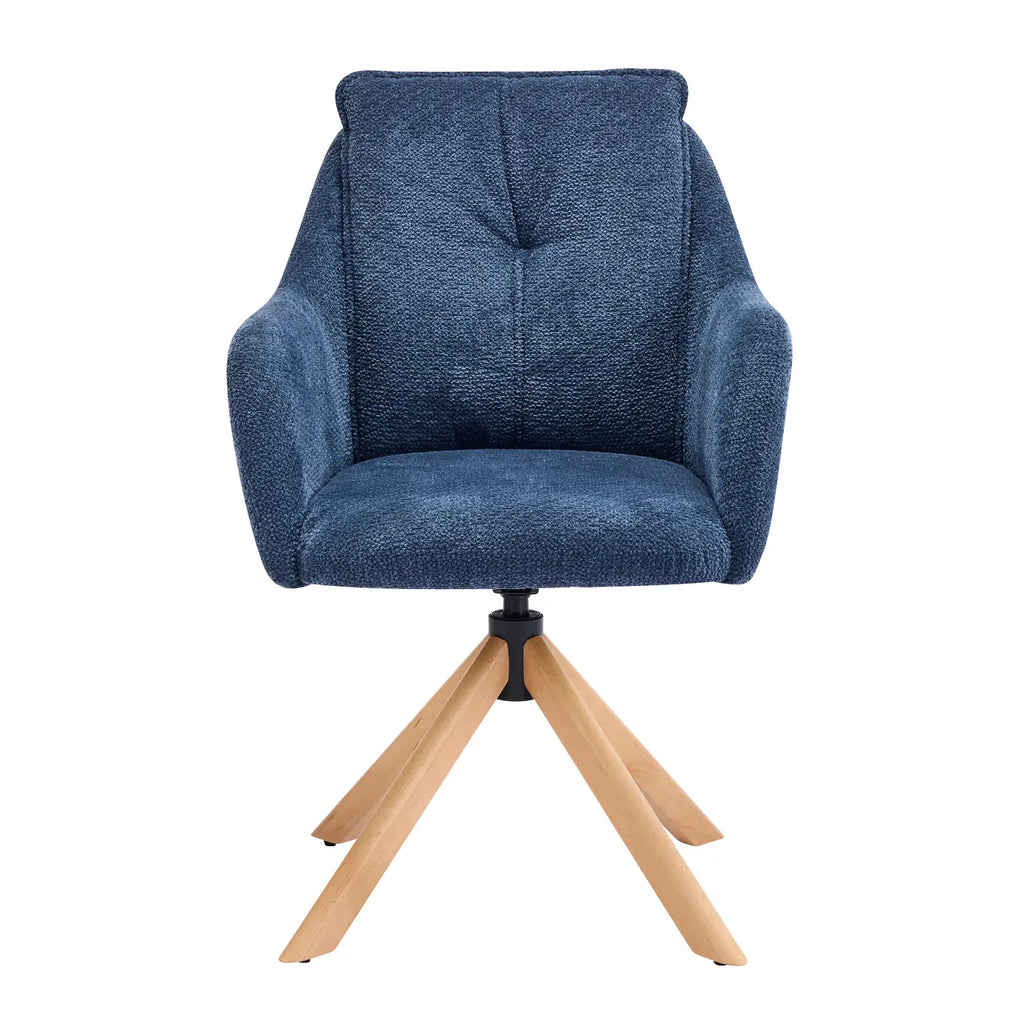 Swivel Blue Fleece Upholstered Dining Chairs Set Of 2