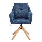 Swivel Blue Fleece Upholstered Dining Chairs Set Of 2