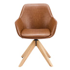 Swivel Brown Faux Leather Arm Dining Chair Set of 2