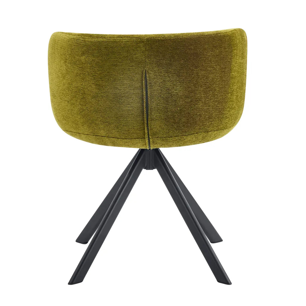 Modern Low Back Fabric Swivel Dining Chairs Set of 2
