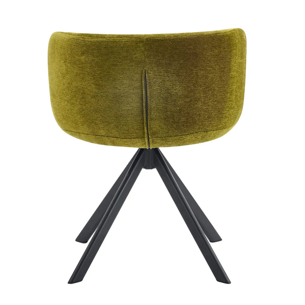 Modern Low Back Fabric Swivel Dining Chairs Set of 2