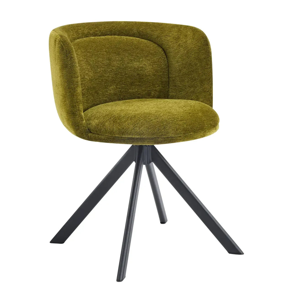 Modern Low Back Fabric Swivel Dining Chairs Set of 2