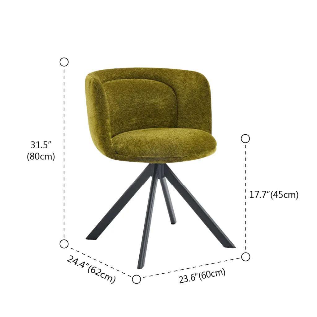 Modern Low Back Fabric Swivel Dining Chairs Set of 2