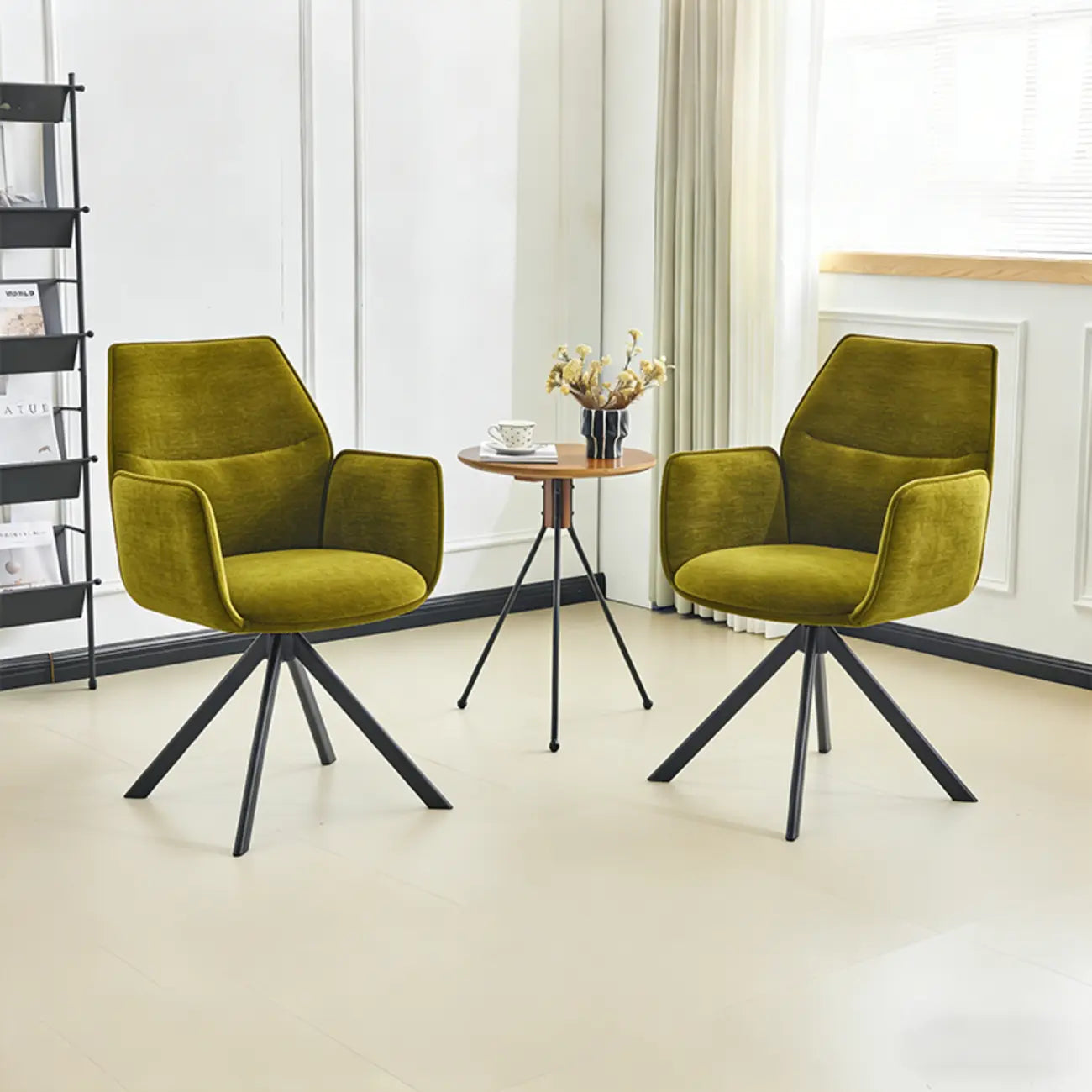 Swivel Modern Fabric High Back Upholstered Dining Chair