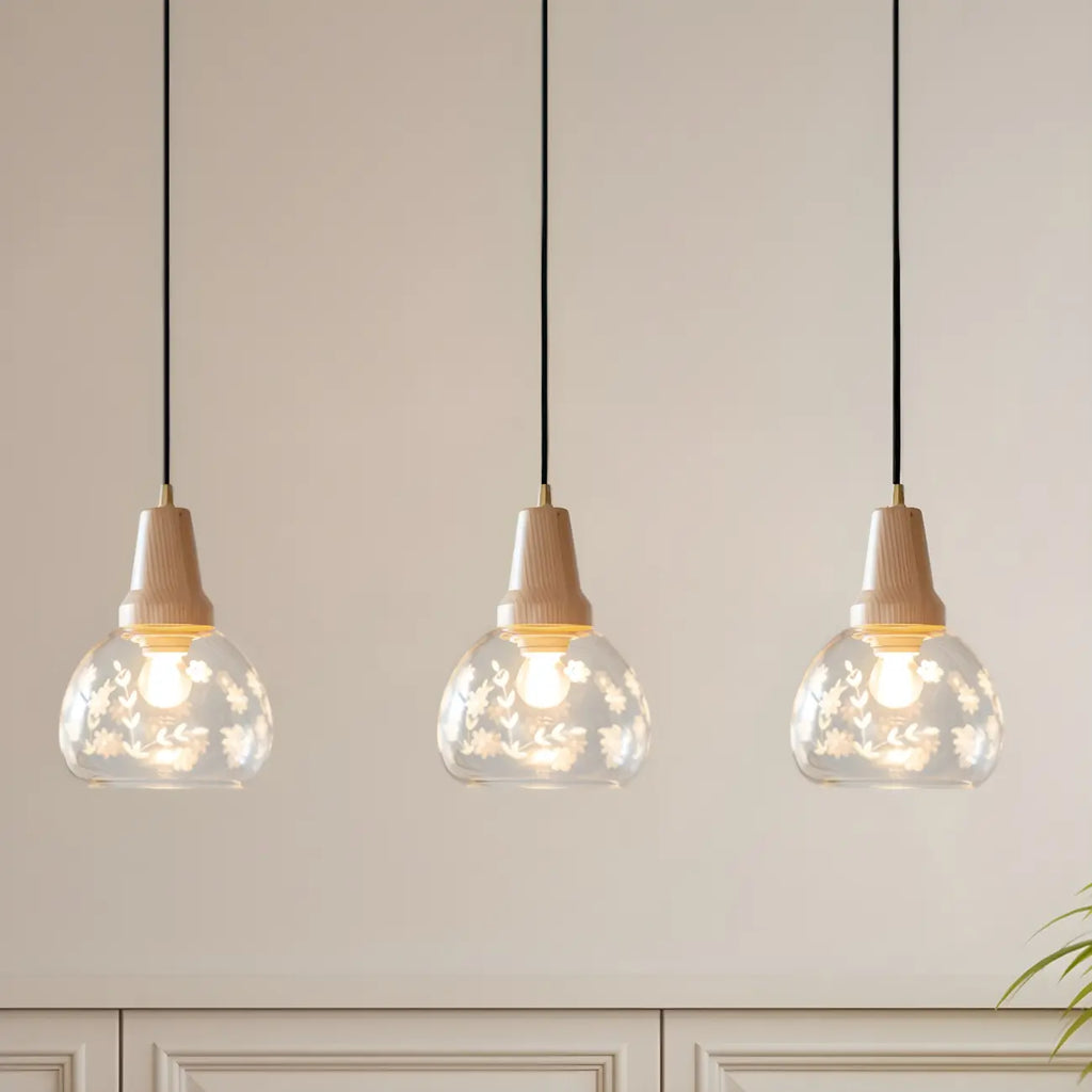 Elegant Clear Glass Dome Island Pendant Light for Kitchen