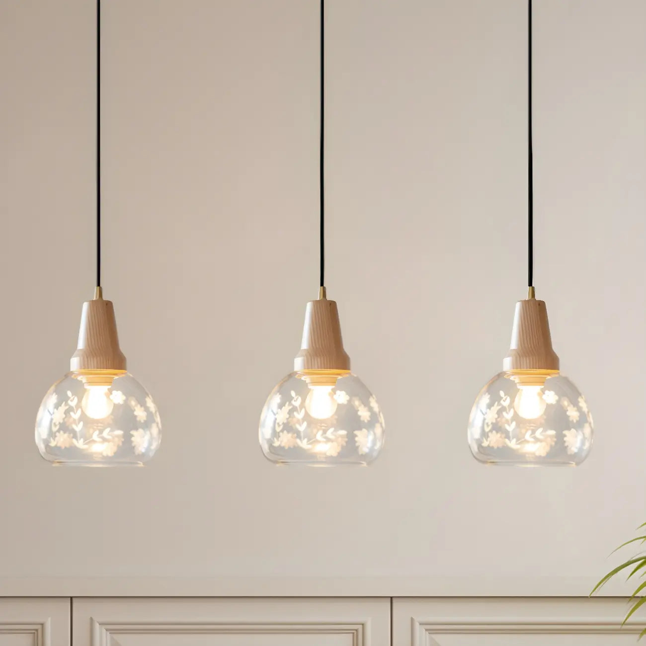 Elegant Clear Glass Dome Island Pendant Light for Kitchen