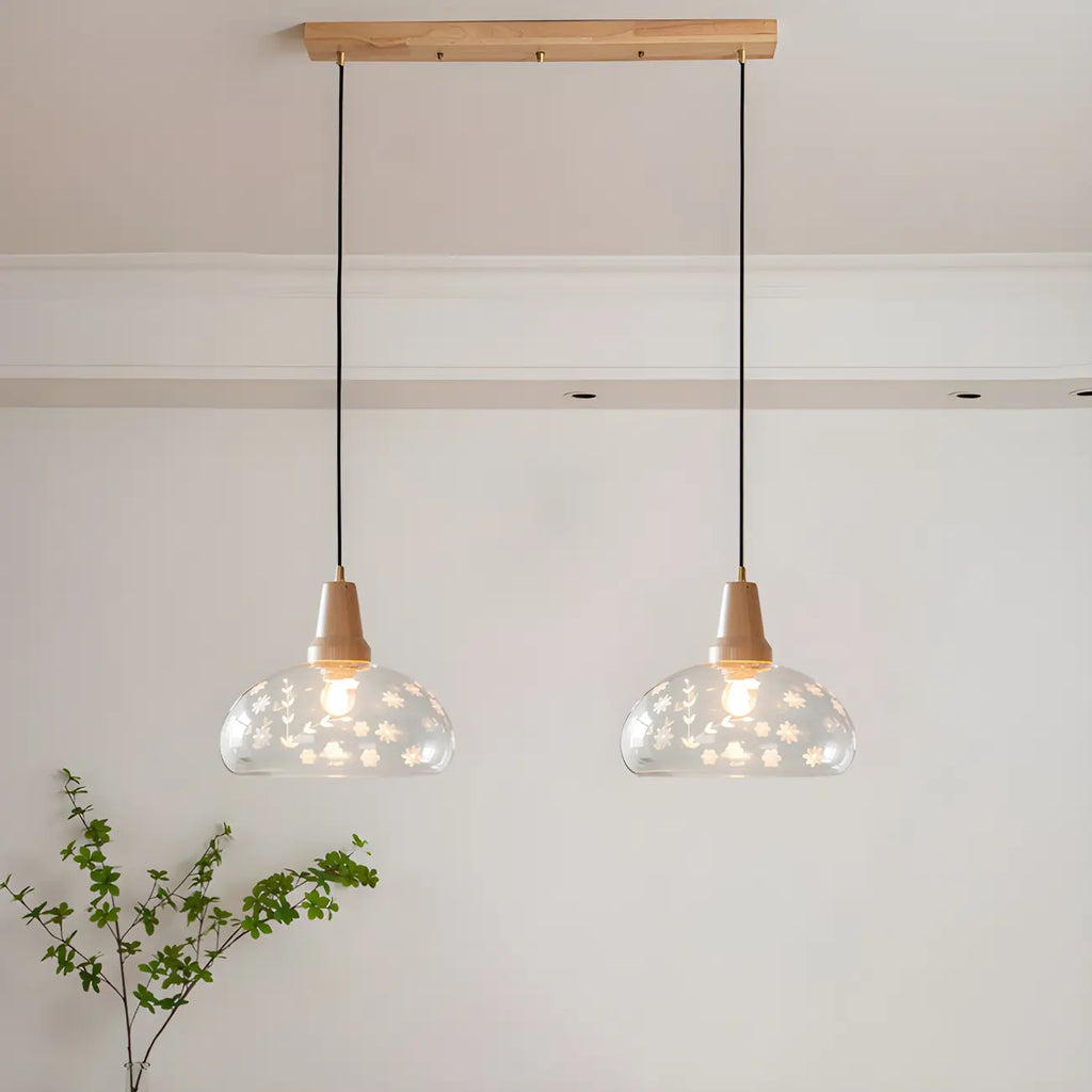 Elegant Clear Glass Dome Island Pendant Light for Kitchen