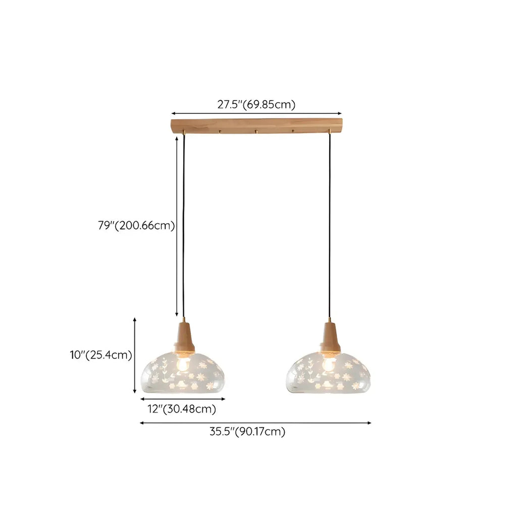 Elegant Clear Glass Dome Island Pendant Light for Kitchen