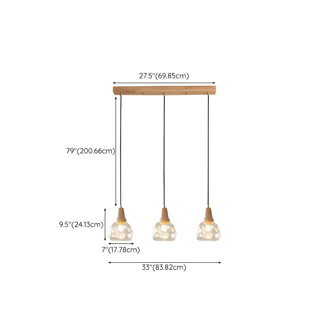 Elegant Clear Glass Dome Island Pendant Light for Kitchen