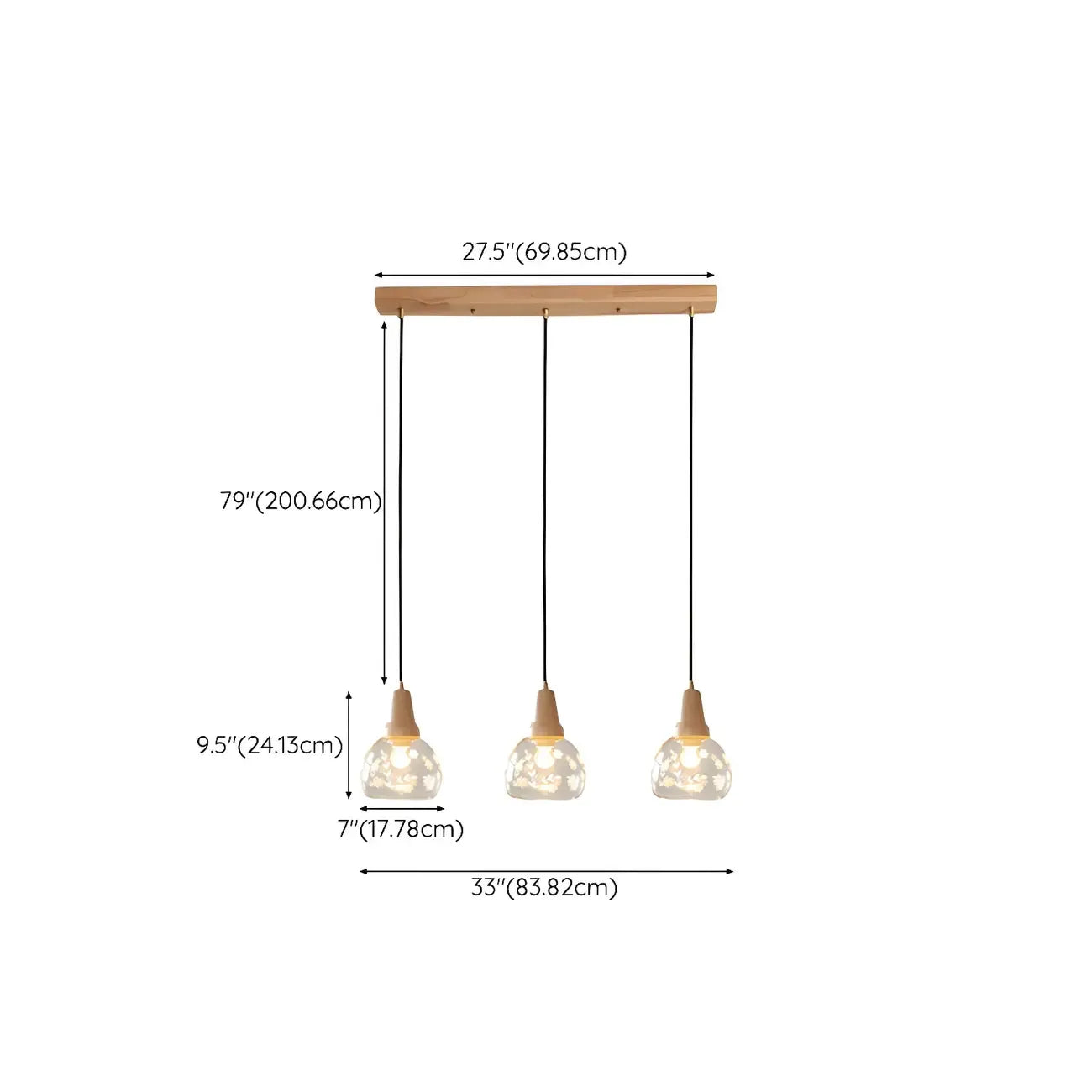 Elegant Clear Glass Dome Island Pendant Light for Kitchen