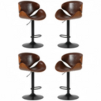 Modern Adjustable Leather Swivel Bar Stools with Backs
