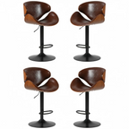 Modern Adjustable Leather Swivel Bar Stools with Backs