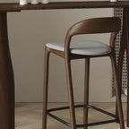 Mid-Century Modern Wood Faux Leather Bar Stool