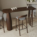 Mid-Century Modern Wood Faux Leather Bar Stool