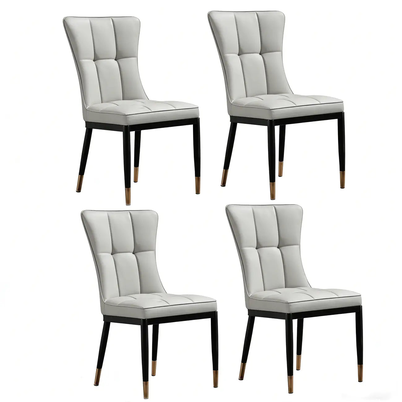 Armless Grey Tufted Leather High Back Dining Chair