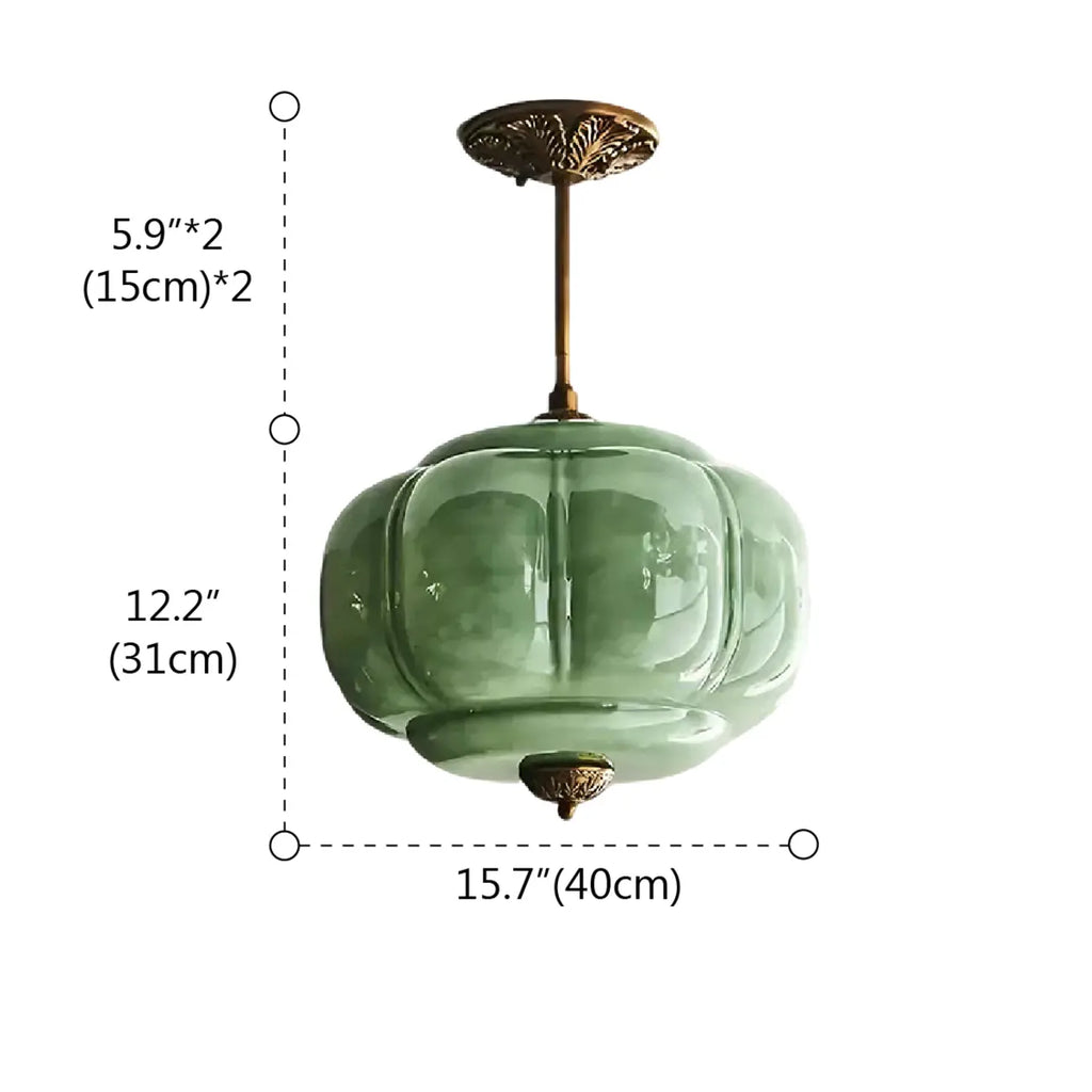 Elegant Glass Geometric Pendant Light Pumpkim Shaped