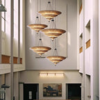 Art Deco Parasol-style Tiered Metal Large Pendant Light