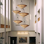 Art Deco Parasol-style Tiered Metal Large Pendant Light