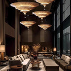 Art Deco Parasol-style Tiered Metal Large Pendant Light