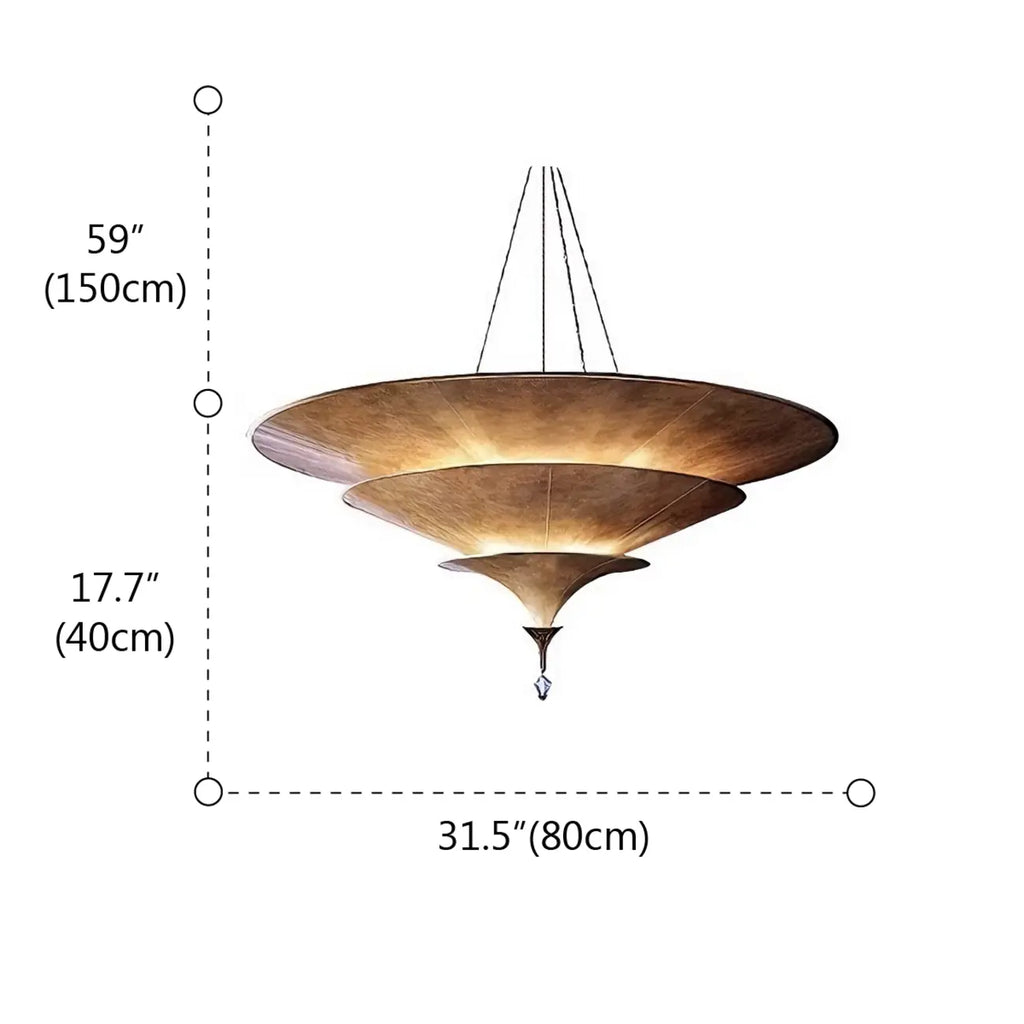 Art Deco Parasol-style Tiered Metal Large Pendant Light
