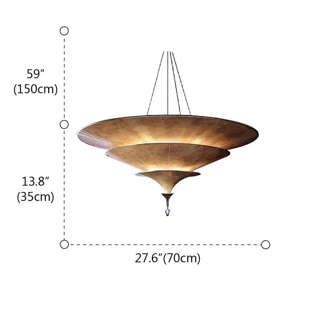 Art Deco Parasol-style Tiered Metal Large Pendant Light