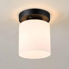Black Minimalist Cylinder Glass Semi Flush Ceiling Light