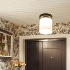 Black Minimalist Cylinder Glass Semi Flush Ceiling Light