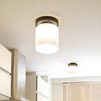 Black Minimalist Cylinder Glass Semi Flush Ceiling Light