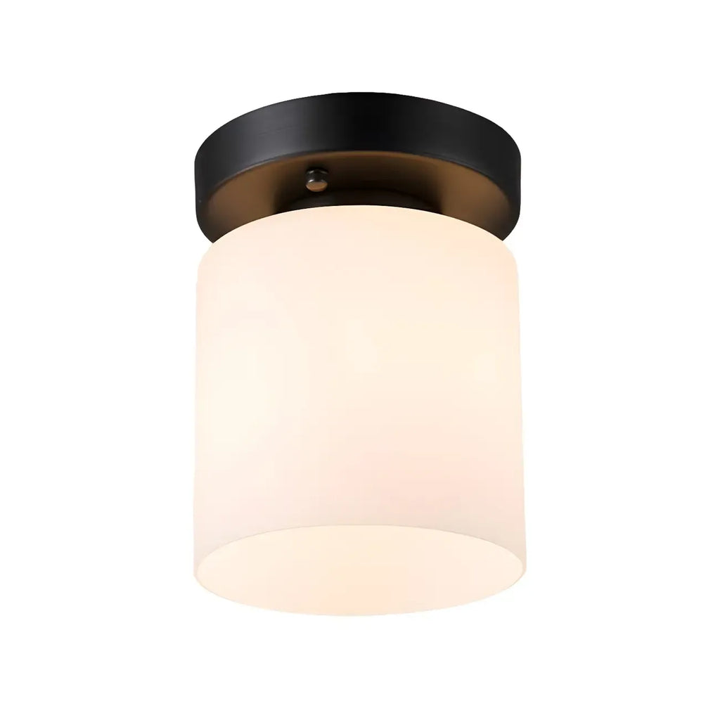 Black Minimalist Cylinder Glass Semi Flush Ceiling Light