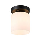Black Minimalist Cylinder Glass Semi Flush Ceiling Light