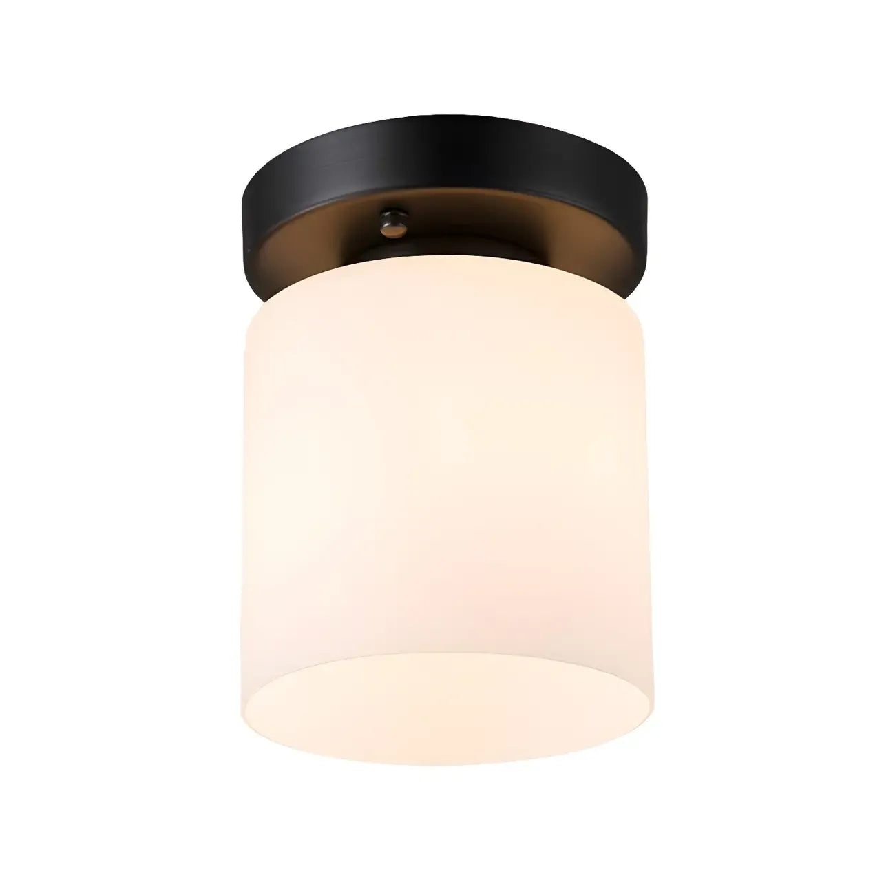Black Minimalist Cylinder Glass Semi Flush Ceiling Light