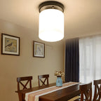 Black Minimalist Cylinder Glass Semi Flush Ceiling Light