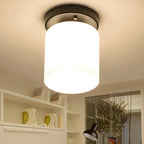 Black Minimalist Cylinder Glass Semi Flush Ceiling Light