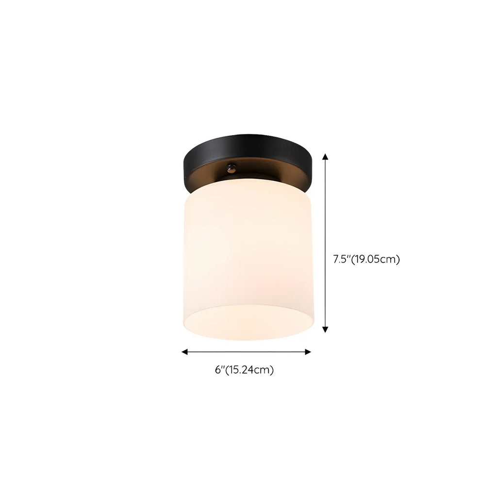 Black Minimalist Cylinder Glass Semi Flush Ceiling Light