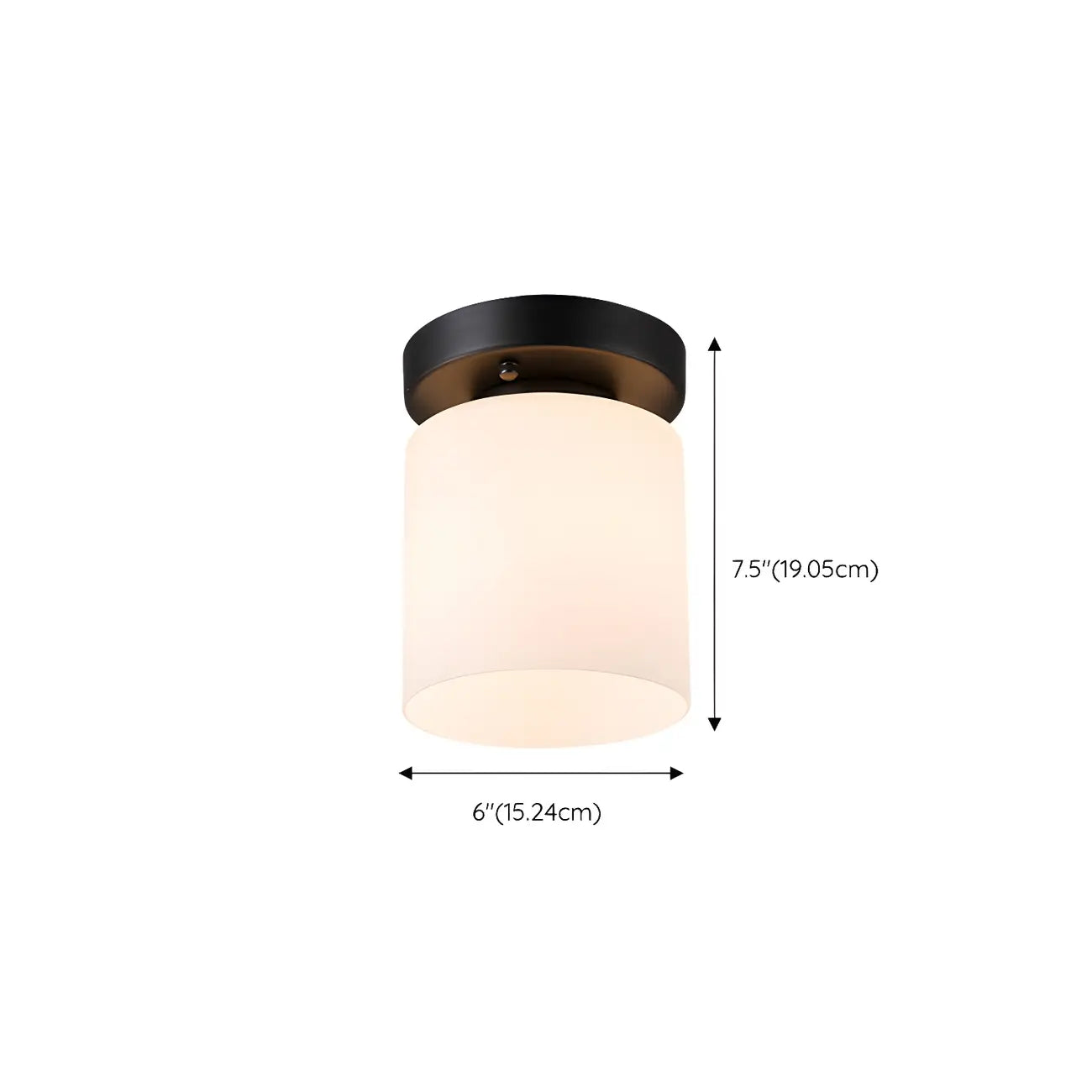 Black Minimalist Cylinder Glass Semi Flush Ceiling Light