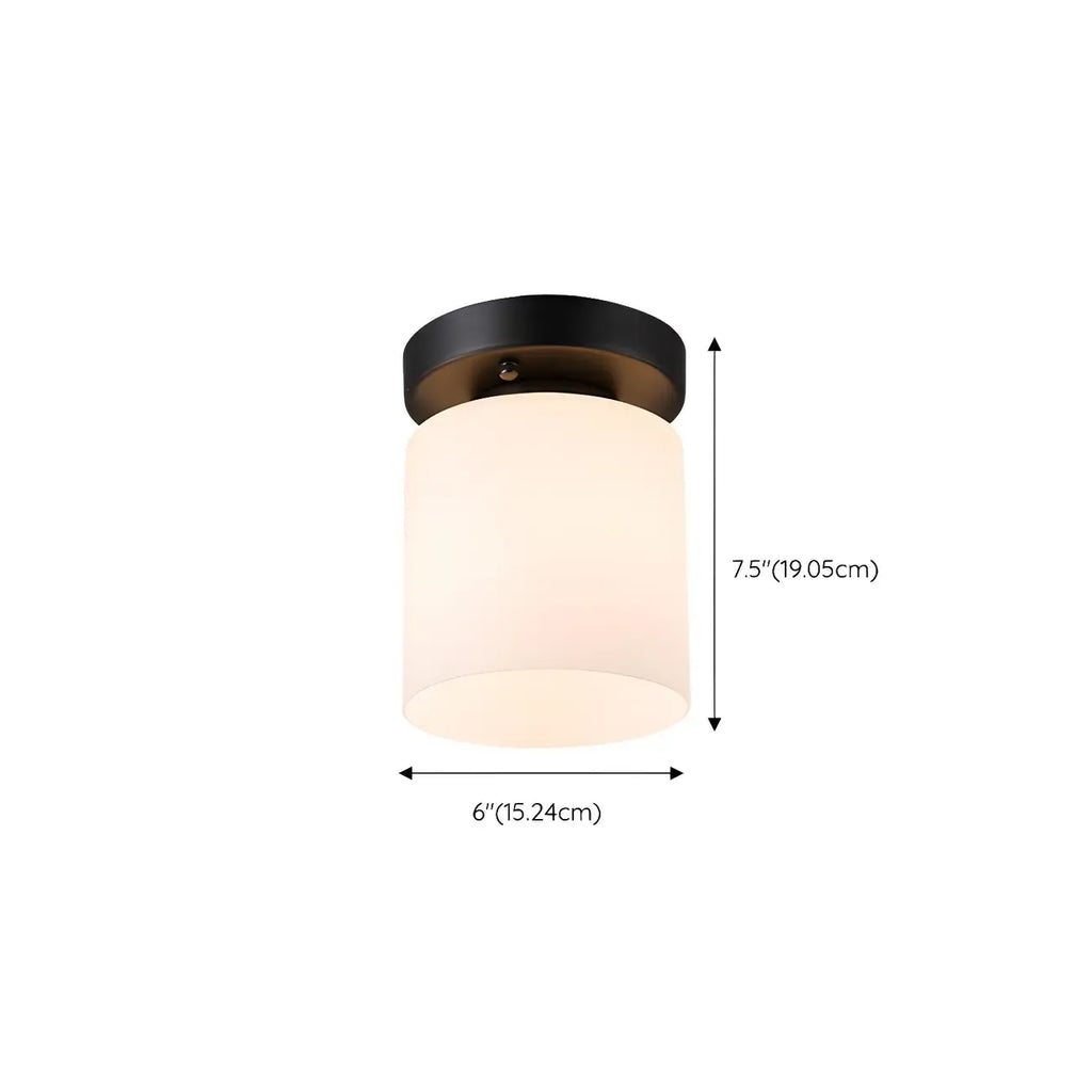 Black Minimalist Cylinder Glass Semi Flush Ceiling Light