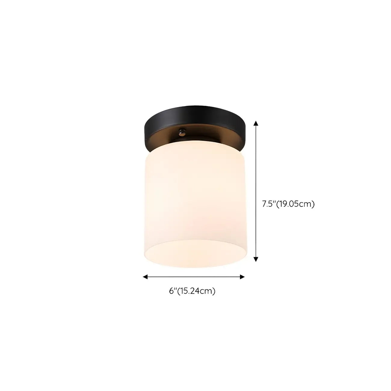 Black Minimalist Cylinder Glass Semi Flush Ceiling Light