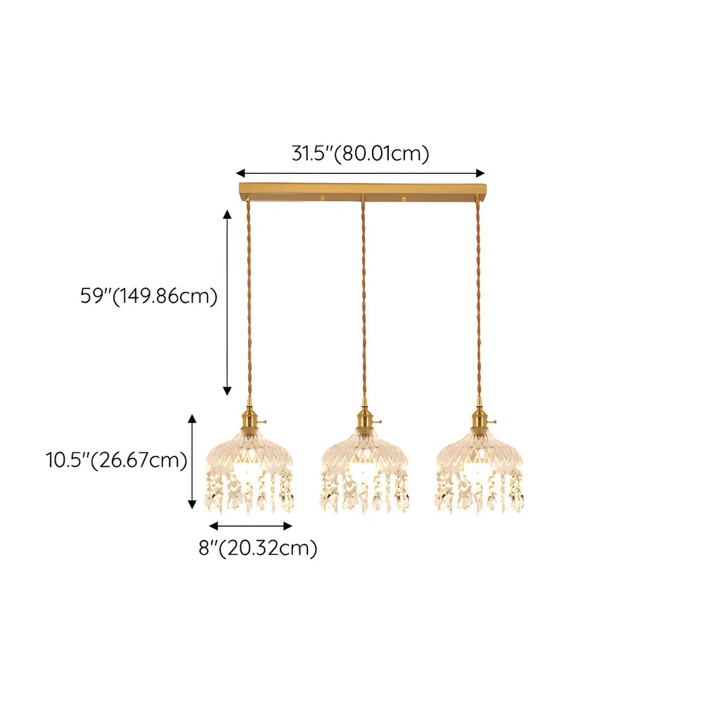 Elegant Glass-Crystal Gold Island Pendant Lights