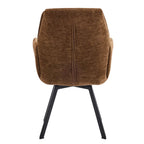 Brown Curved Back Chenille Arm Chair Dining Chairs