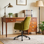 Adjustable Green Upholstered Fabric Swivel Office Chair