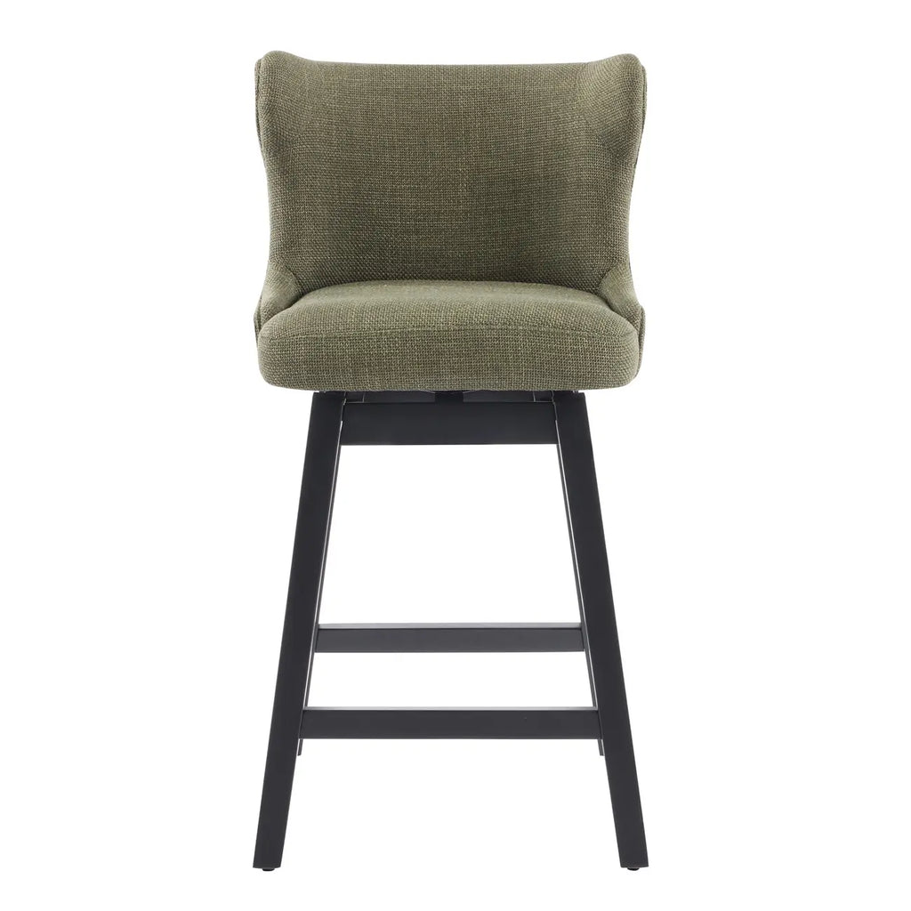 Set Of 2 Bar Height Mid-century Modern Upholstered Bar Stools
